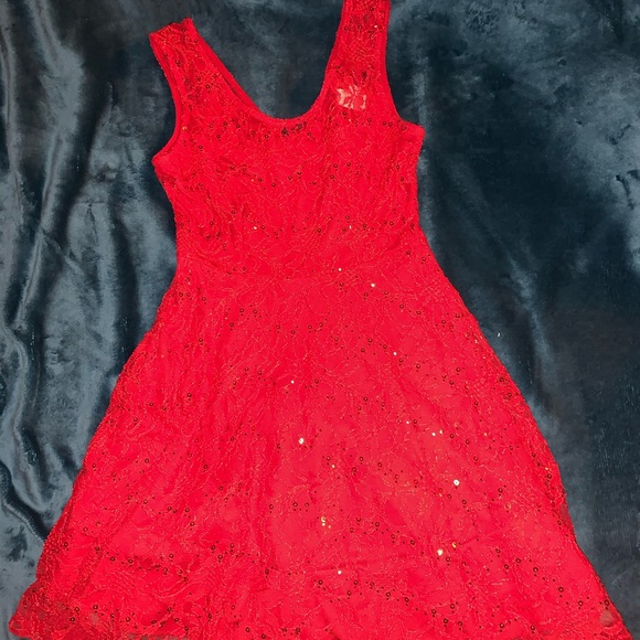 red sparkly dress short